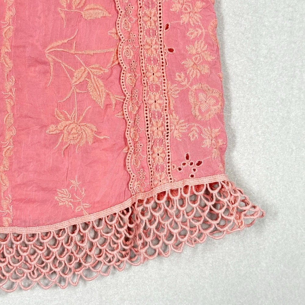 Johnny Was Top Womens Small Quynn Embroidered Floral Eyelet Crochet Tank Pink - Picture 4 of 15